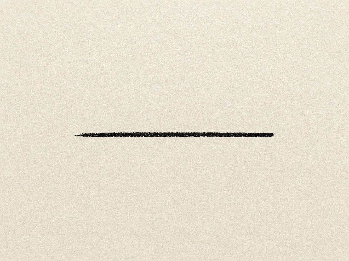 A single black ink line on a sheet of cream paper.